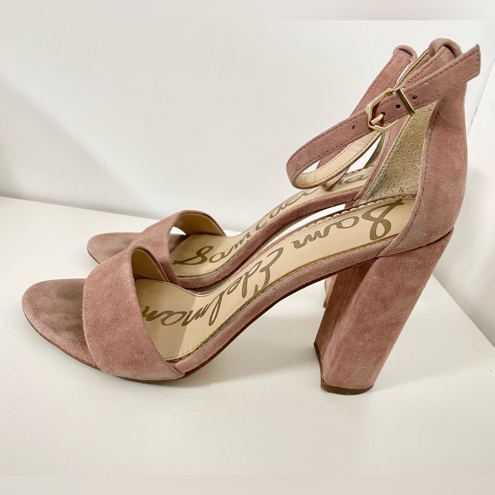 Sam Edelman Dusty Rose Pink Chunky Heel Ankle Strap heels.